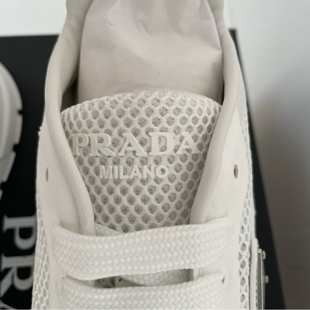 Prada Prax 2.0 Fabric And Mesh Sneakers White NWT In Box - Picture 8 of 15